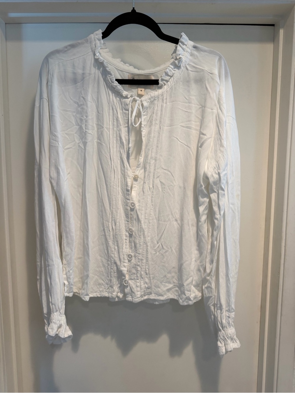 Cleobella White Ruffle Button Blouse
